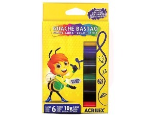 Tinta Guache Bastão 6 Cores - Acrilex